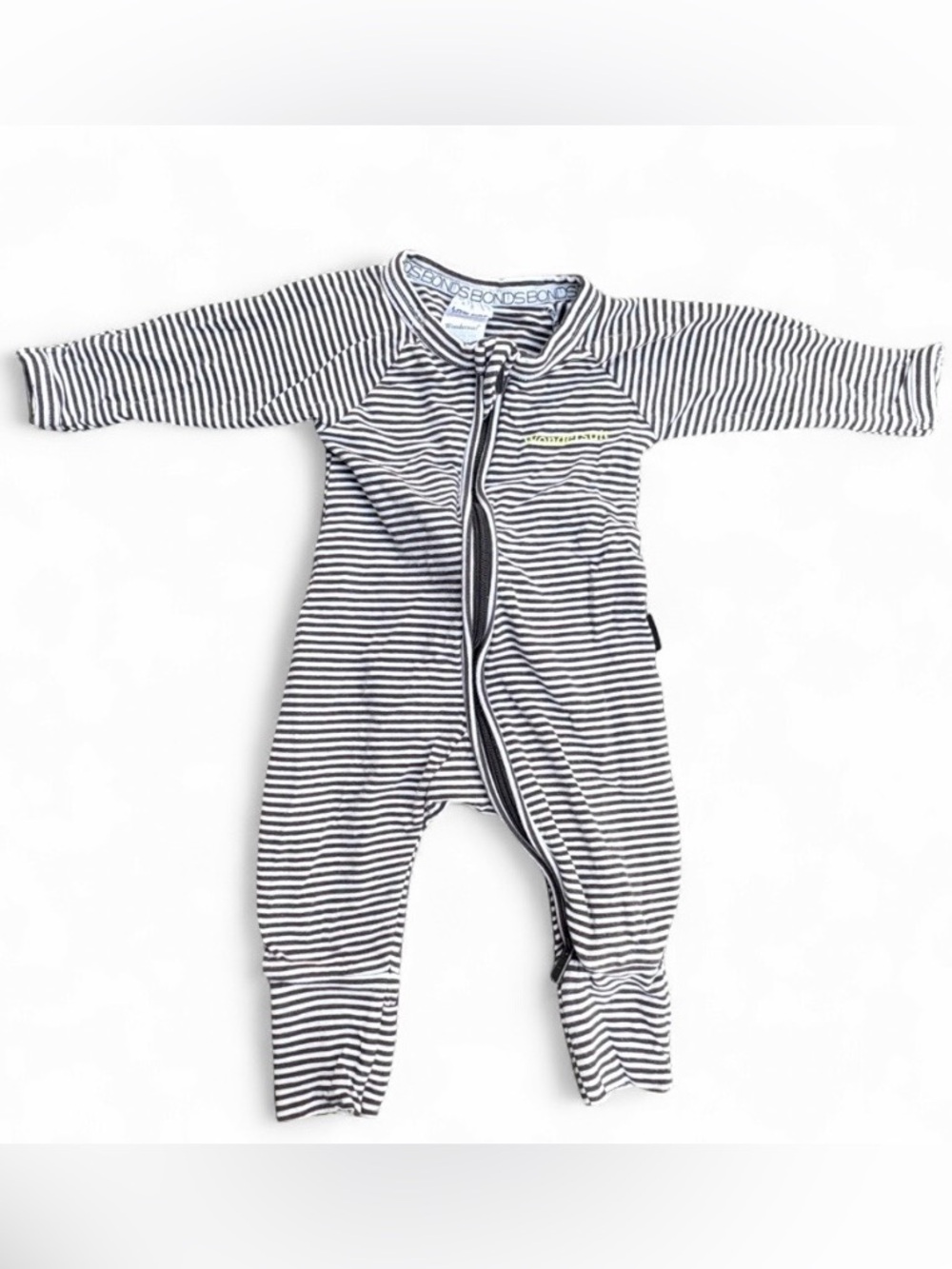 Newborn Bonds | Wondersuit Black And White Striped One-Piece Zip Sleeper